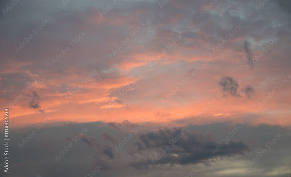 sunset scenery, soft grey and pink clouds, horizontal background sunset scenery, soft grey and pink clouds, horizontal background