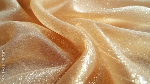 A luxurious close-up of golden glitter fabric, showcasing its shimmering texture and elegance