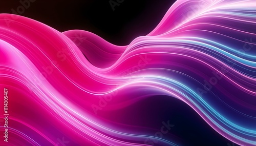 Wallpaper Mural Smooth glowing holographic waves curve neon wafes backdrop. High quality 3d illustration Torontodigital.ca