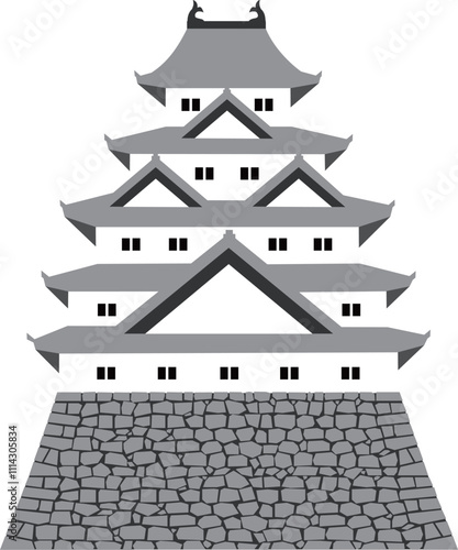 日本の城　五重五階の天守のイラスト