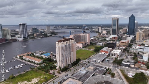 Canvas Print Jacsonville, Florida city skyline downtown living and working in office towers b