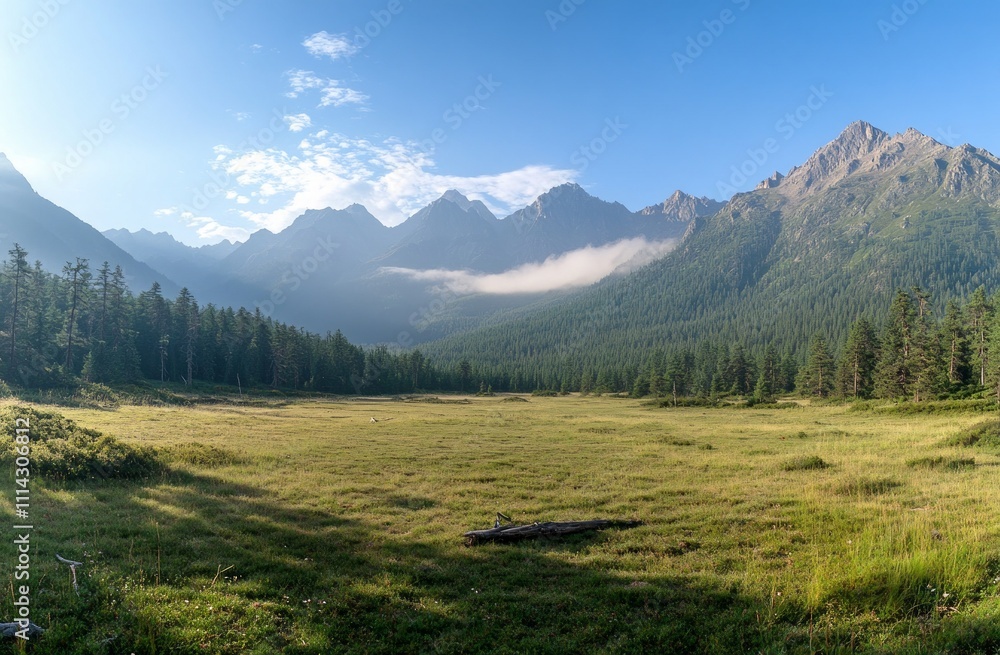 Fototapeta premium Majestic Mountain Valley at Dawn