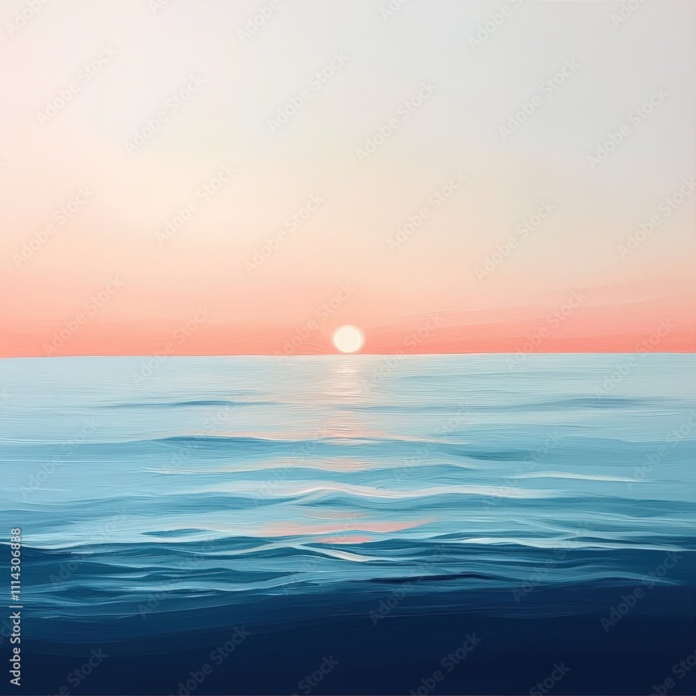 Serene sunset over calm ocean waters Serene sunset over calm ocean waters