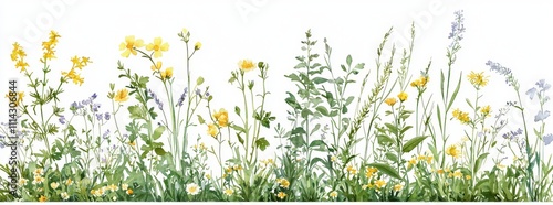 A watercolor floral clipart set featuring wild summer field flowers.