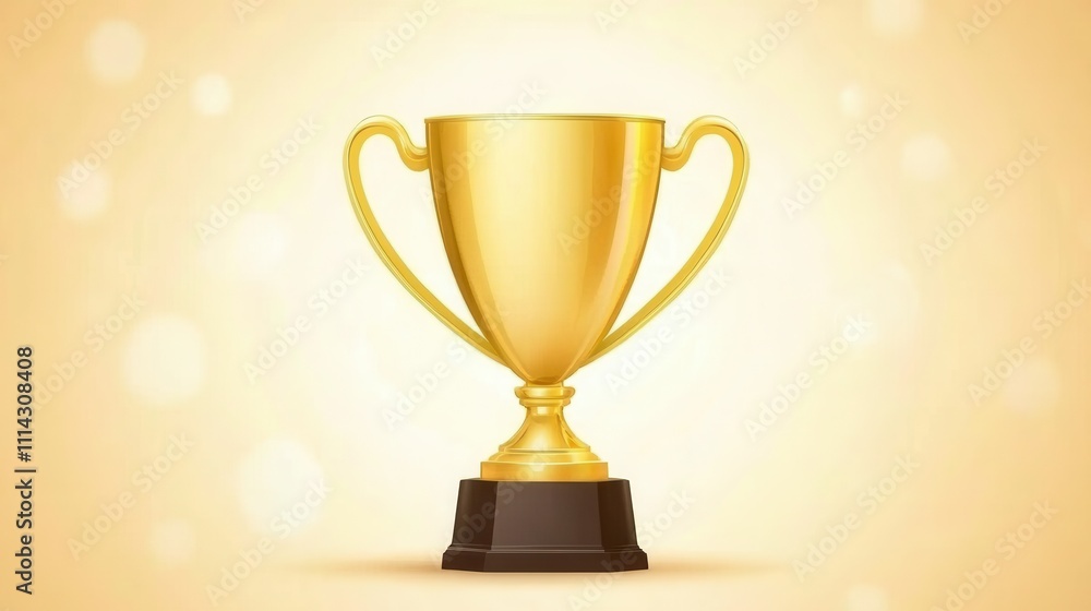 Fototapeta premium Golden Trophy Award on a Soft Blurred Background with Bokeh Effect