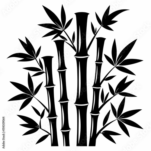 Bamboo vector silhouette black design white background