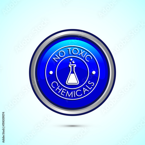 No Toxic Chemicals icon design illustration. No harmful chemical sign. Blue Color Round Button Design