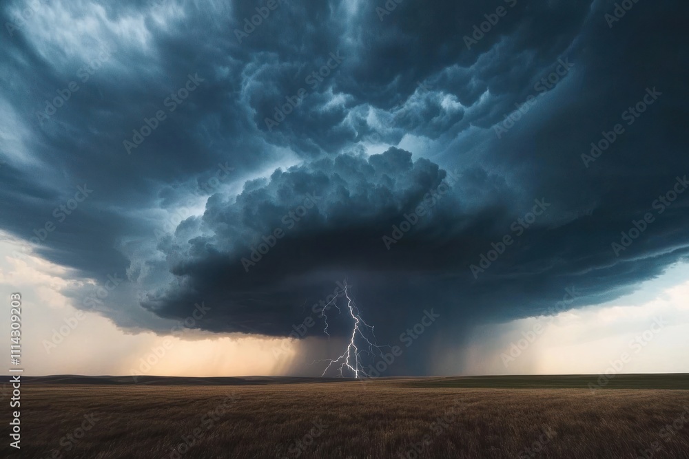 Dramatic Lightning Strike Beneath a Dark Storm Cloud Dramatic Lightning Strike Beneath a Dark Storm Cloud