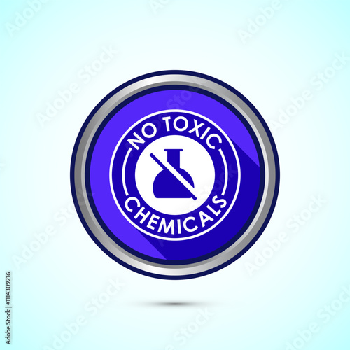 No Toxic Chemicals icon design illustration. No harmful chemical sign. Blue Shadow Button Design