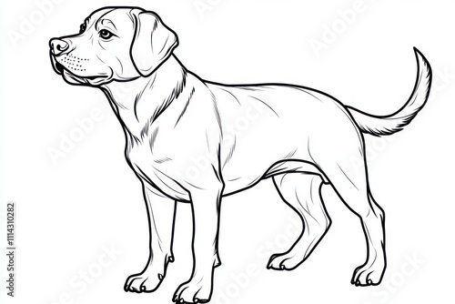 Elegant Line Art Drawing of a Labrador Retriever Dog Standing Profile View photo