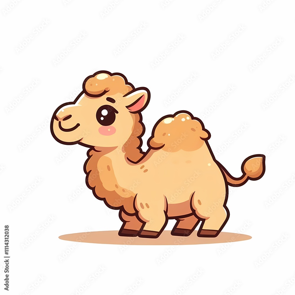 Fototapeta premium Chibi Camel Illustration in Flat Style on White Background