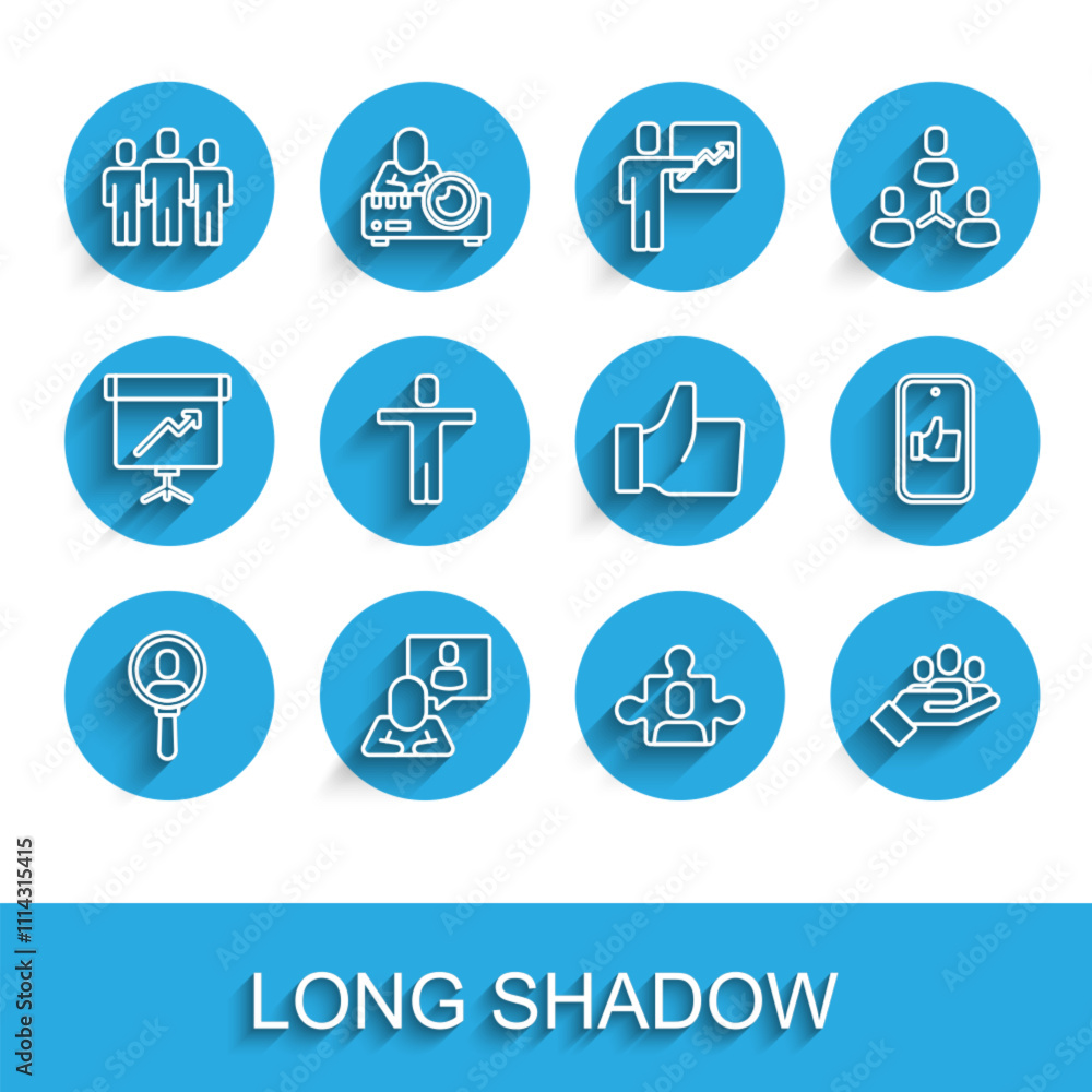 Set line Search a people, Head hunting, Users group, Project team base, Hand for search, like and icon. Vector Set line Search a people, Head hunting, Users group, Project team base, Hand for search, like and icon. Vector