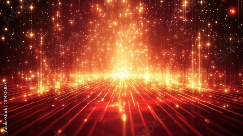 Radiant Red Starry Path: A Digital Celebration of Light and Energy