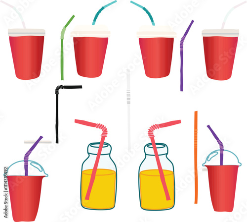 glass of juice drinking cups set pattern