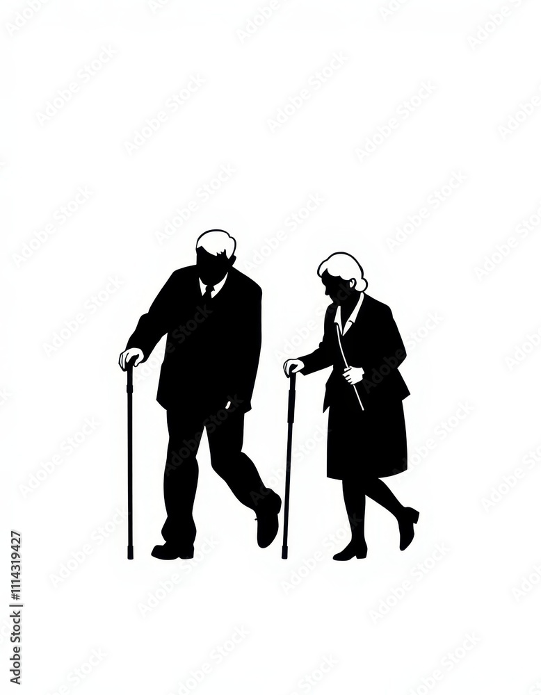 a man and woman walking with canes a man and woman walking with canes