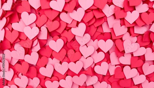 Colorful hearts piled together in various shades for decoration or celebration. Valentine's day backgrounds.