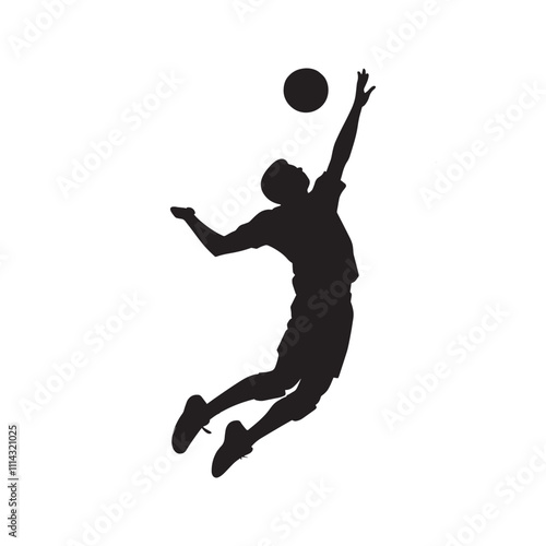 Volleyball sports player man silhouette with volleyball.