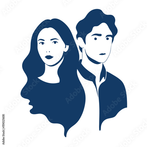 Silhouette Couple Portrait Illustration