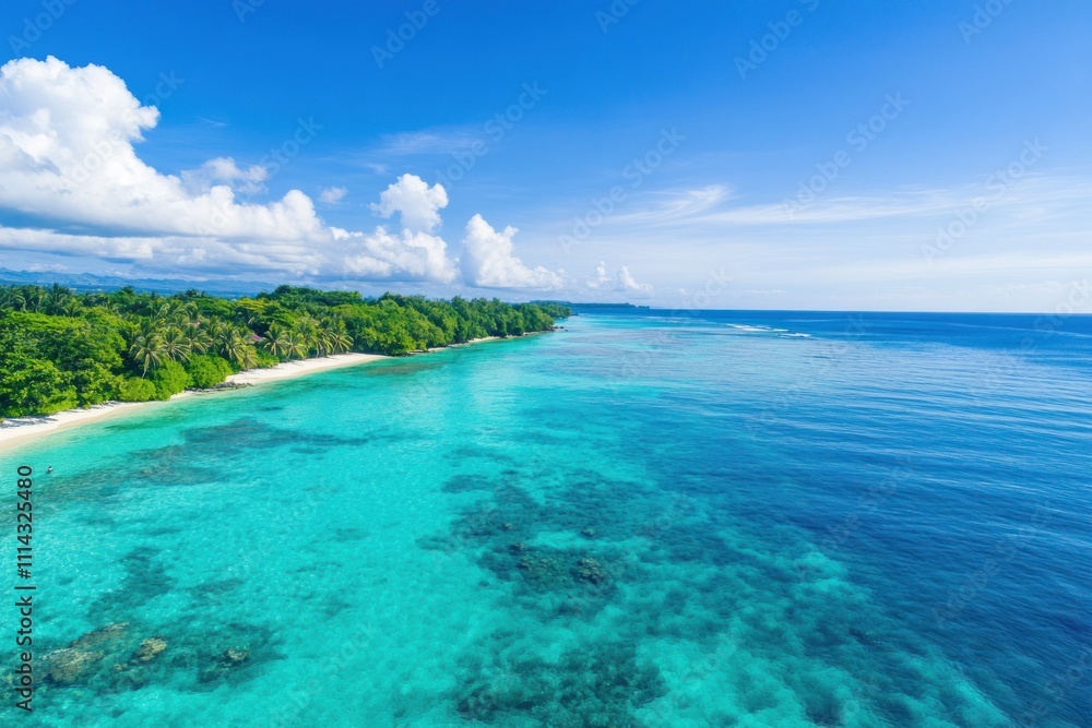Obraz premium Tropical Island Beach Coastline Azure Ocean Waterscape