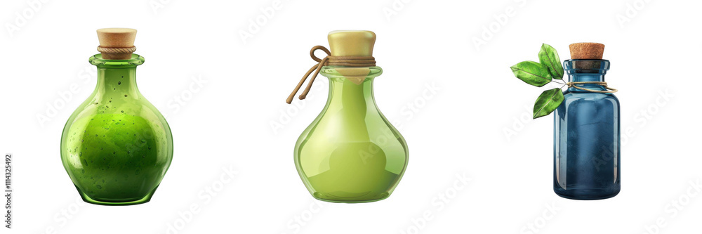 3d render herbal tonic bottle isolated on transparent background Cartoon Illustration in plastic style 3d render herbal tonic bottle isolated on transparent background Cartoon Illustration in plastic style