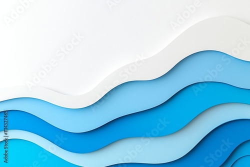 Waves in different shades of blue form a flowing, dynamic composition.