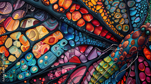 High-resolution close-up of butterfly wings, capturing vivid colors and intricate patterns