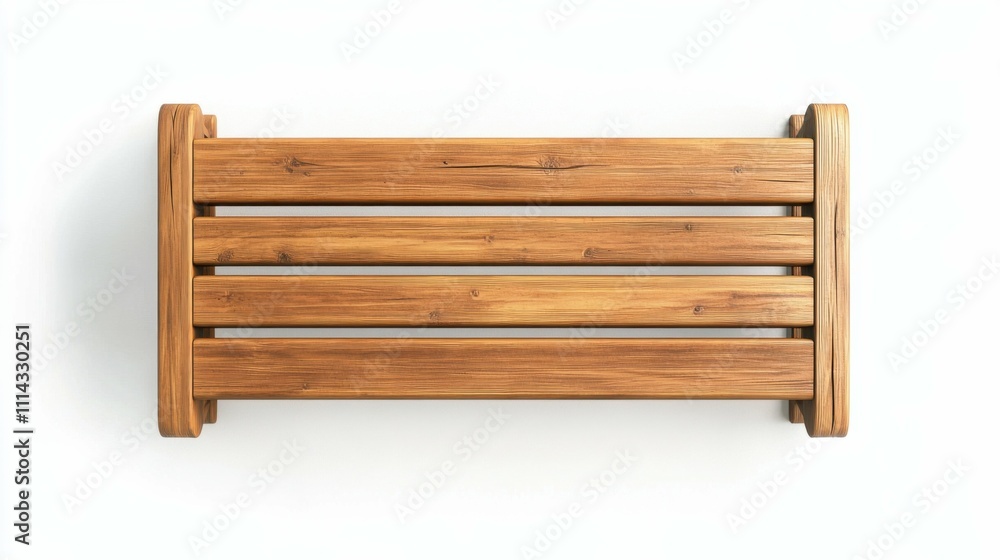 Outdoor bench on a white background, top view, sharp details