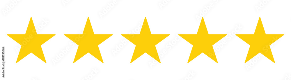 Set of five star icon collection. Yellow star symbol. Set of five star icon collection. Yellow star symbol.