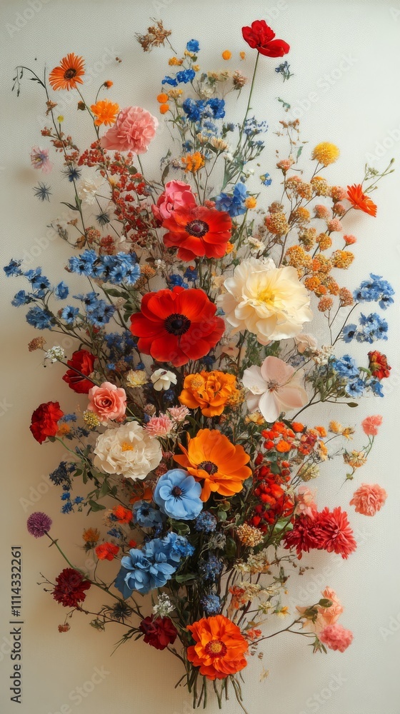 Colorful arrangement of dried flowers showcasing vibrant hues and variety Colorful arrangement of dried flowers showcasing vibrant hues and variety