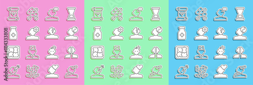 Set line Sedative pills, Bipolar disorder, Yin Yang symbol, Online psychological counseling, Solution problem psychology, Psychology book and icon. Vector