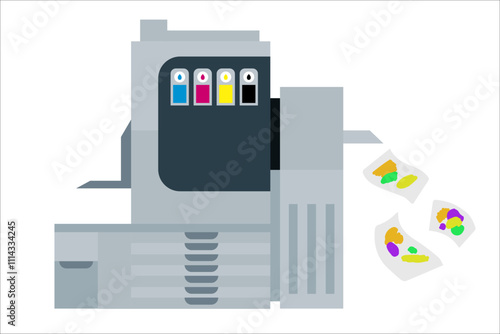 Printer and electronic printer ink. CMYK. Vector simple color flat illustration.