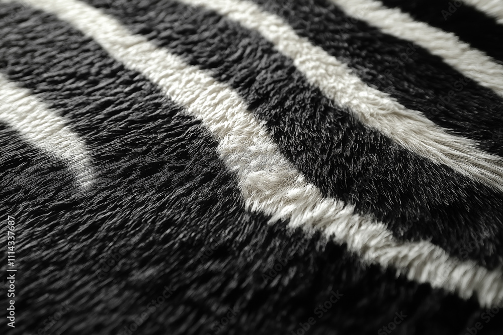 Textured elegance of a zebra-inspired rug in a stylish interior decor setting. Generative AI Textured elegance of a zebra-inspired rug in a stylish interior decor setting. Generative AI