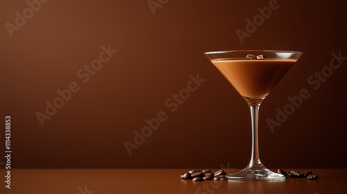 Chic Espresso Martini in Elegant Glass with Deep Brown Background