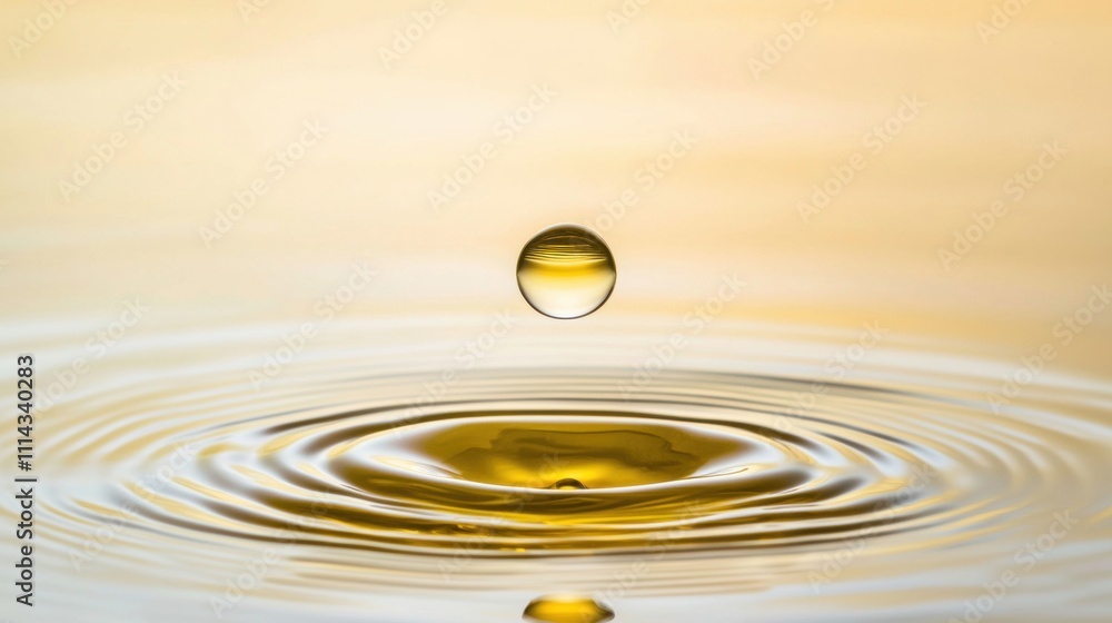 Dynamic Ripple Effects in Liquid Gold Representing Fluid Movement and Tranquil Beauty Dynamic Ripple Effects in Liquid Gold Representing Fluid Movement and Tranquil Beauty