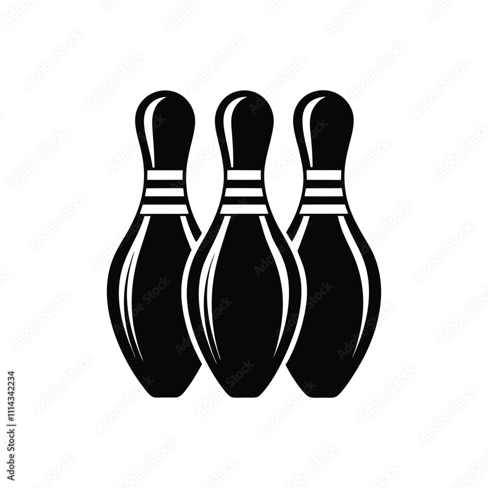 Fototapeta premium bowling pins and ball silhouette icon vector illustration