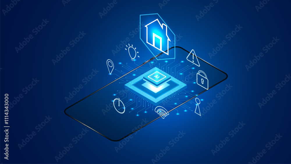 Smart home technology icon house automation system. Vector editable Smart home technology icon house automation system. Vector editable