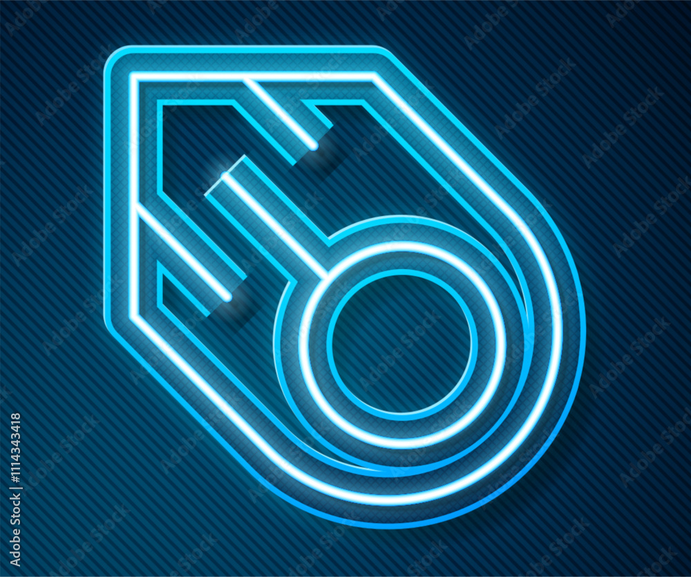 Fotografie Glowing neon line Comet falling down fast icon isolated on blue background