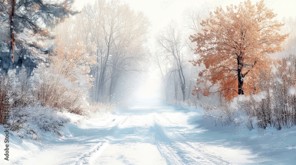Obraz premium Winter landscape transparent background