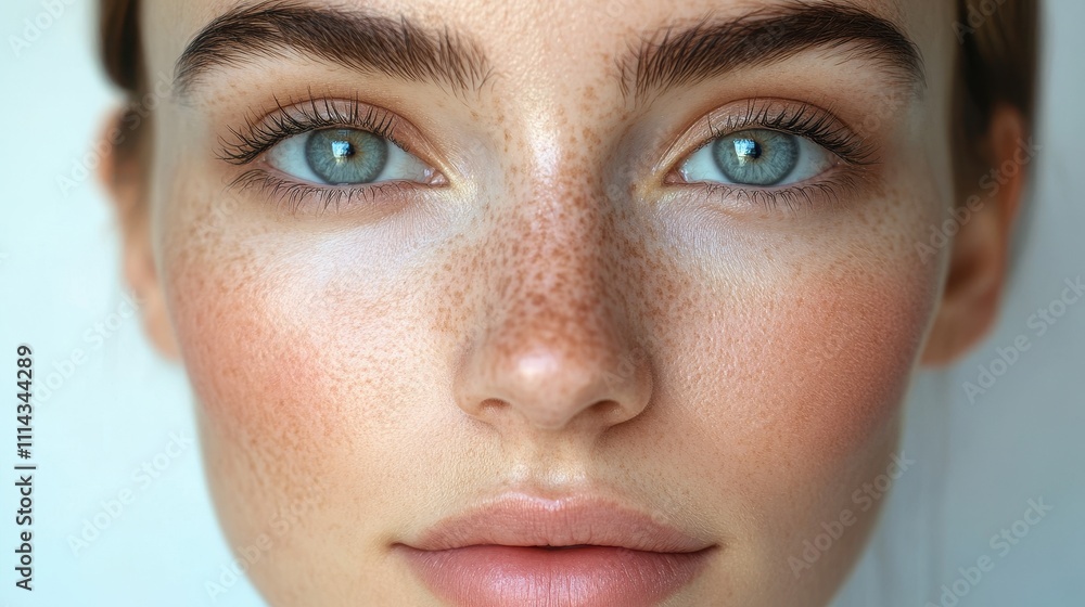 Fototapeta premium Woman's face before and after face treatment