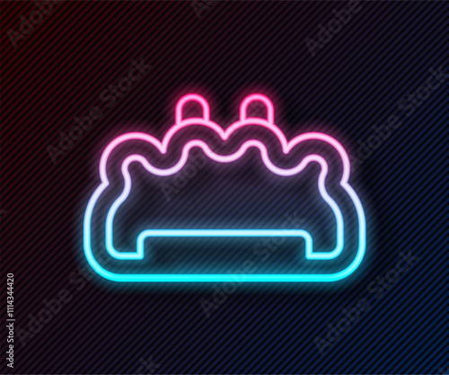 Glowing neon line Brass knuckles icon isolated on black background. Vector