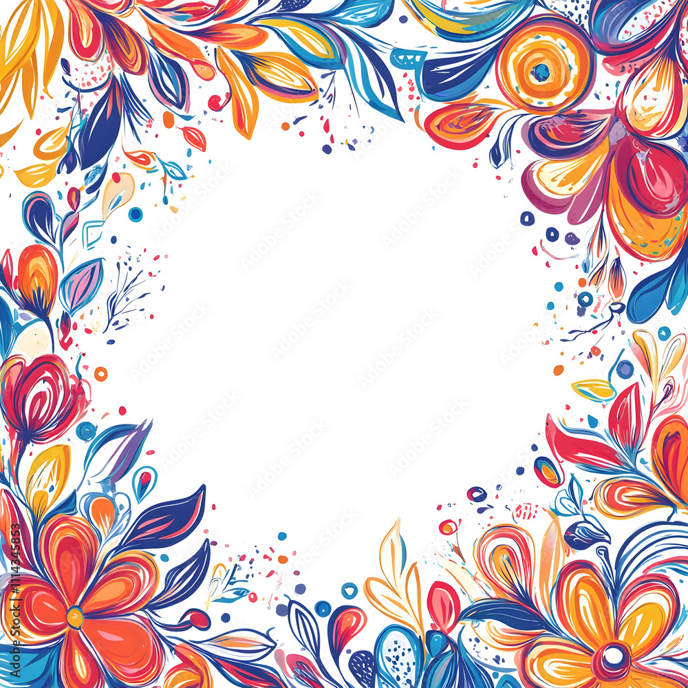Creative 2D Doodle Floral Illustrations Text Space for Versatile Designs, Greeting Cards, Invitations Creative 2D Doodle Floral Illustrations Text Space for Versatile Designs, Greeting Cards, Invitations