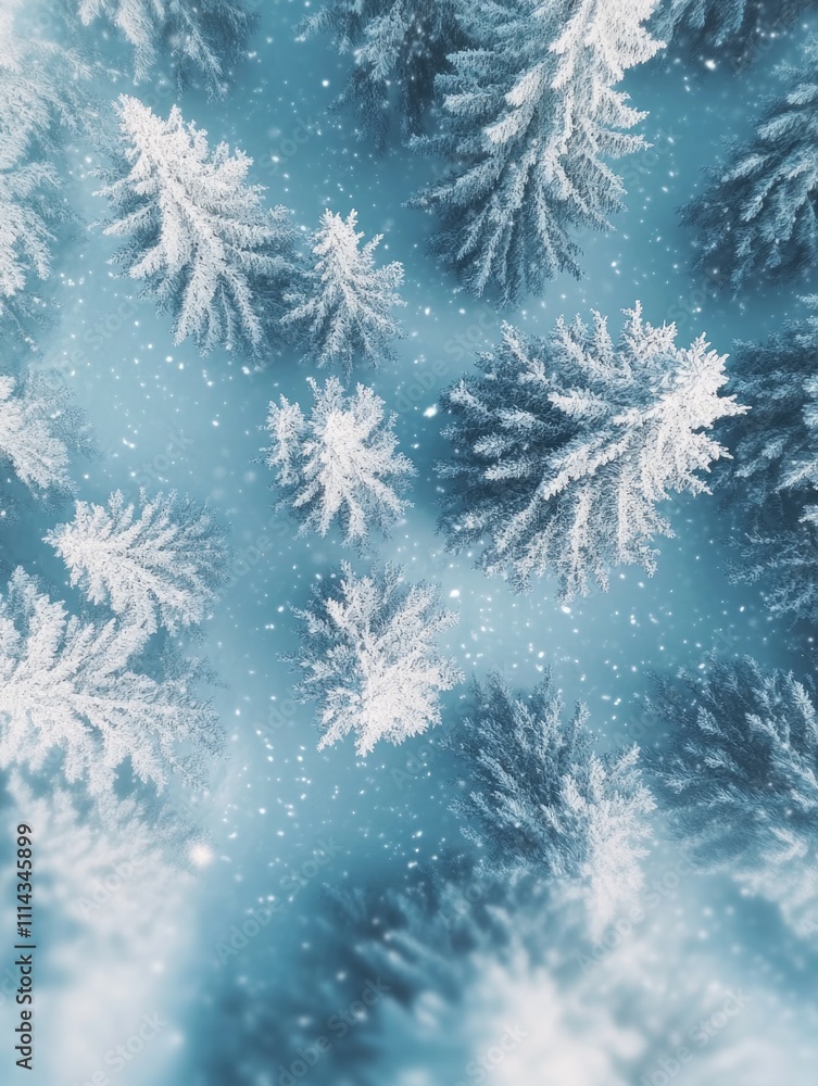 Obraz premium Snowy tree forest