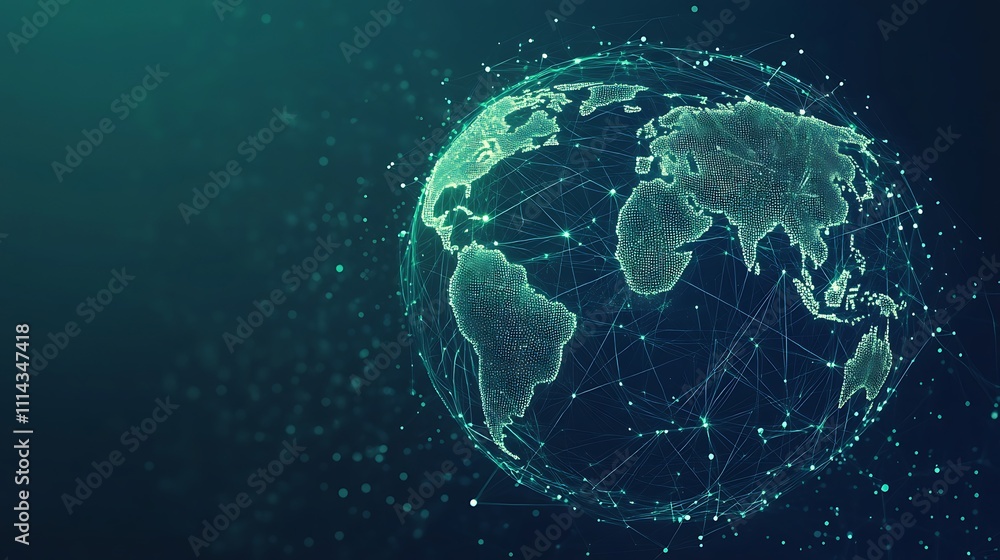 Fototapeta premium Global Network Connectivity: A 3D Render of Earth's Digital Infrastructure. AI Generated