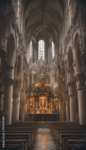 The interior of the catholic church vertical