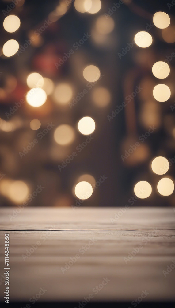 White The empty wooden table top with blur background of Christmas vertical White The empty wooden table top with blur background of Christmas vertical
