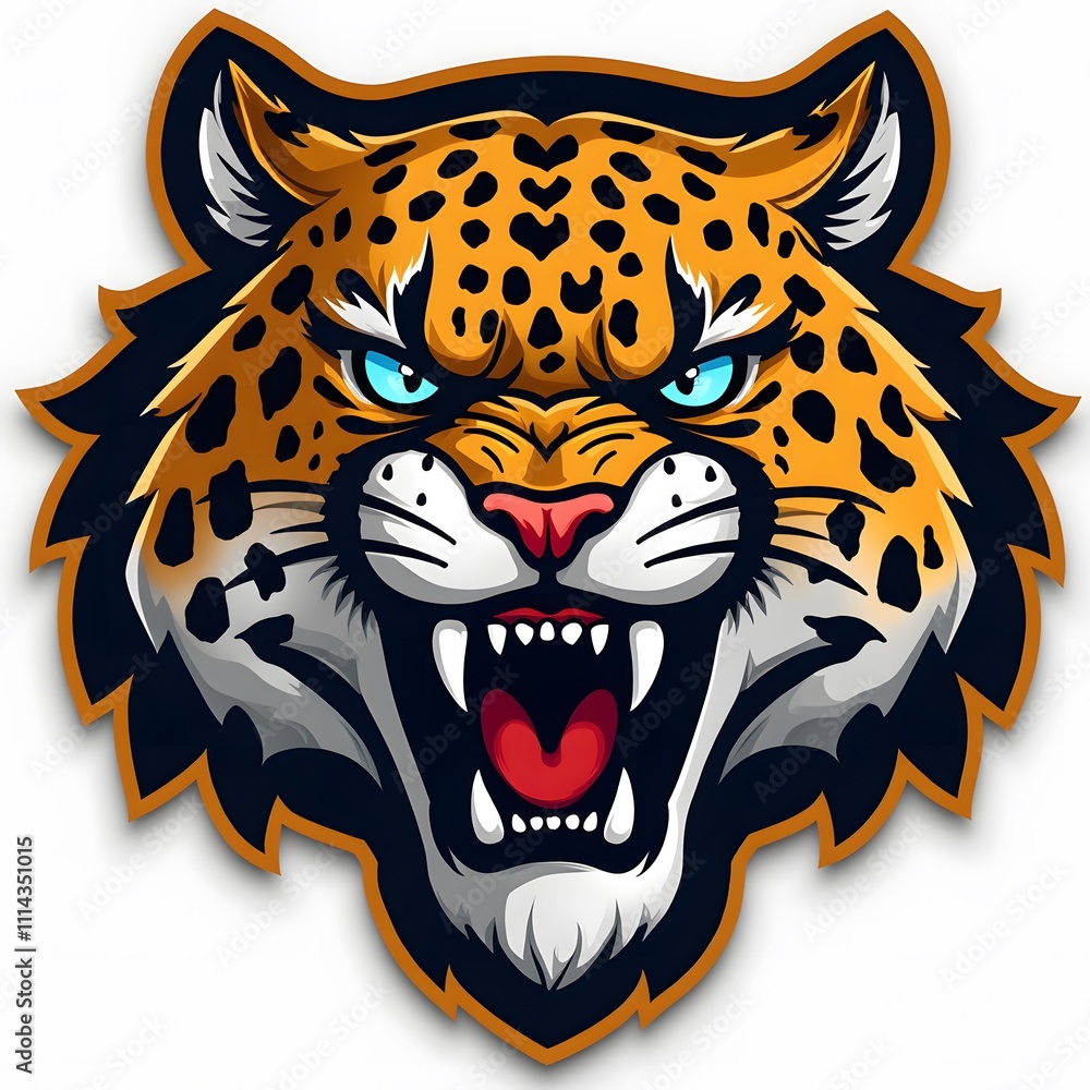 Fototapeta premium Fierce Jaguar Head: A Powerful Mascot Design