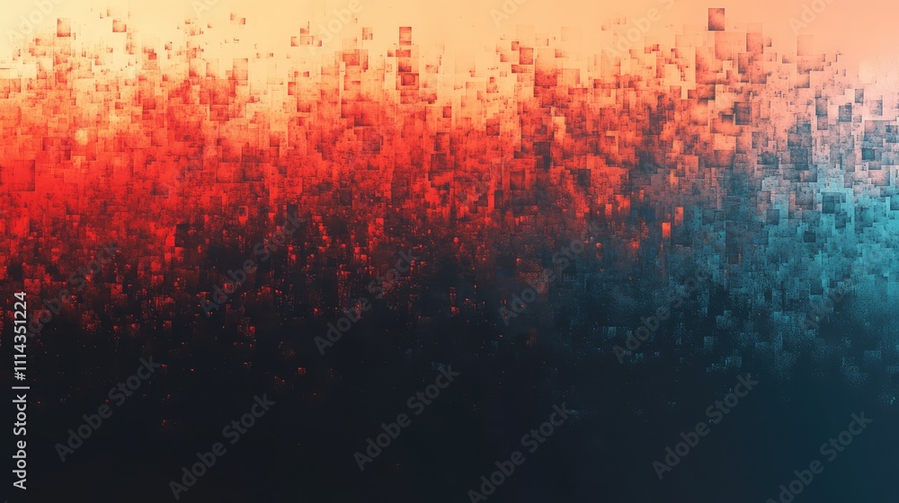 A pixelated gradient pattern shifting from warm red tones to cool blues, creating a sense of depth and movement in digital art A pixelated gradient pattern shifting from warm red tones to cool blues, creating a sense of depth and movement in digital art