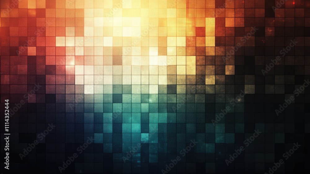 A pixelated grid texture with various light levels, creating a 3D illusion of depth and complexity over a muted background A pixelated grid texture with various light levels, creating a 3D illusion of depth and complexity over a muted background