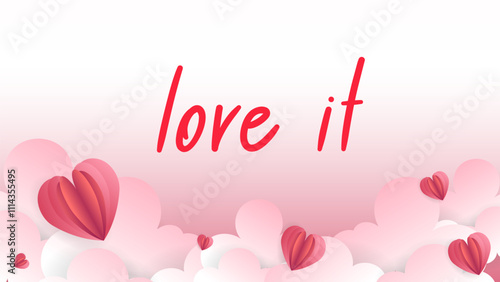 love in handwritten calligraphy in Valentine's Day on pink  background , Flat Modern design , illustration Vector EPS 10