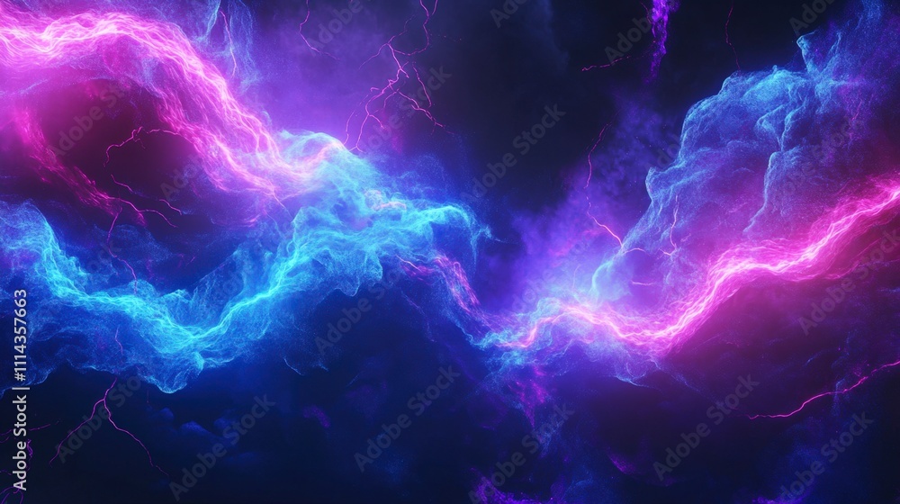 Obraz premium Abstract Nebula Cosmic Energy Flow - Pink and Blue Swirls